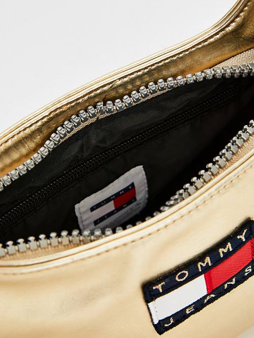 Tommy Hilfiger Tommy Badge Metallic Shoulder Tassen Dames Goud | TH908LVN