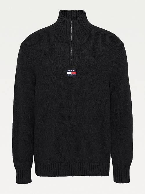 Tommy Hilfiger Tommy Badge Mock Turtleneck Jumper Truien Heren Zwart | TH041SCG