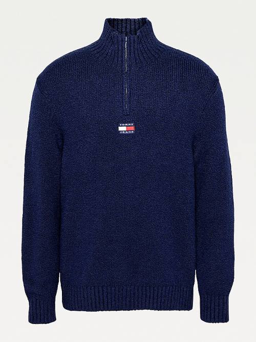 Tommy Hilfiger Tommy Badge Mock Turtleneck Jumper Truien Heren Blauw | TH358ECS