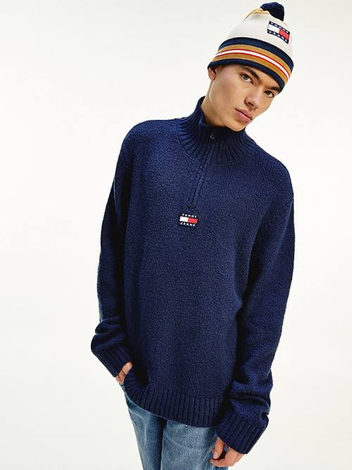 Tommy Hilfiger Tommy Badge Mock Turtleneck Jumper Truien Heren Blauw | TH358ECS