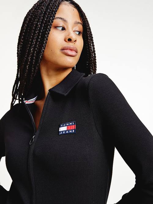 Tommy Hilfiger Tommy Badge Organic Katoenen Polo Jurken Dames Zwart | TH138WDG