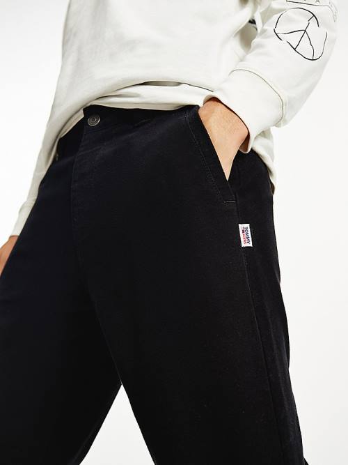 Tommy Hilfiger Tommy Badge Organic Katoenen Relaxed Chinos Broek Heren Zwart | TH569ENP