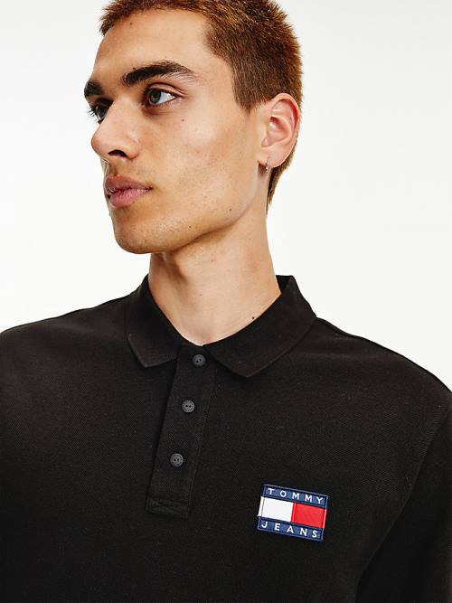 Tommy Hilfiger Tommy Badge Organic Katoenen Poloshirt Heren Zwart | TH635YGZ