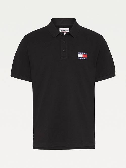 Tommy Hilfiger Tommy Badge Organic Katoenen Poloshirt Heren Zwart | TH635YGZ