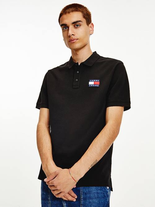 Tommy Hilfiger Tommy Badge Organic Katoenen Poloshirt Heren Zwart | TH635YGZ