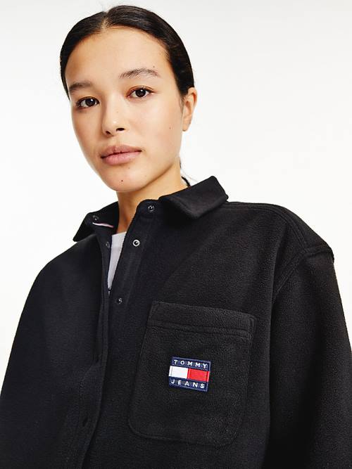 Tommy Hilfiger Tommy Badge Polar Fleece Overhemd Dames Zwart | TH719IXQ