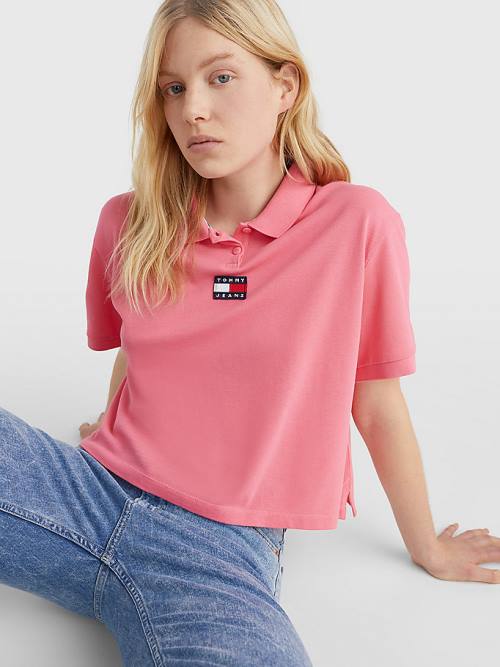 Tommy Hilfiger Tommy Badge Poloshirt Dames Roze | TH569ZOB