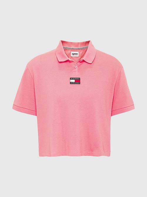 Tommy Hilfiger Tommy Badge Poloshirt Dames Roze | TH569ZOB