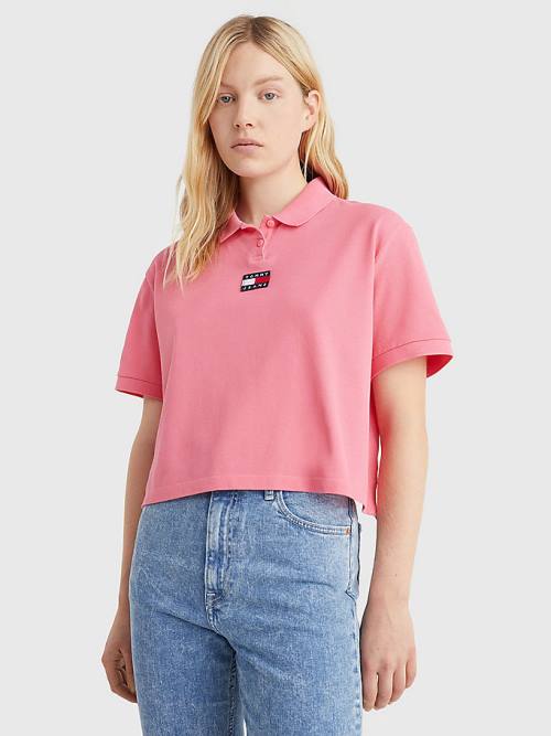 Tommy Hilfiger Tommy Badge Poloshirt Dames Roze | TH569ZOB