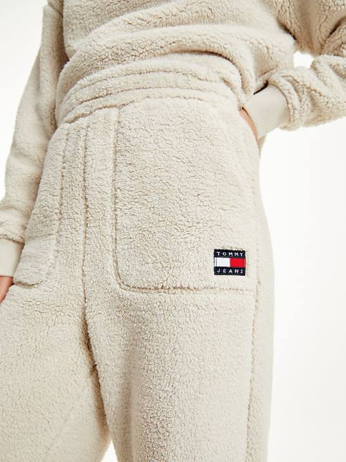 Tommy Hilfiger Tommy Badge Relaxed Fit Fleece Joggers Broek Dames Beige | TH965IQG