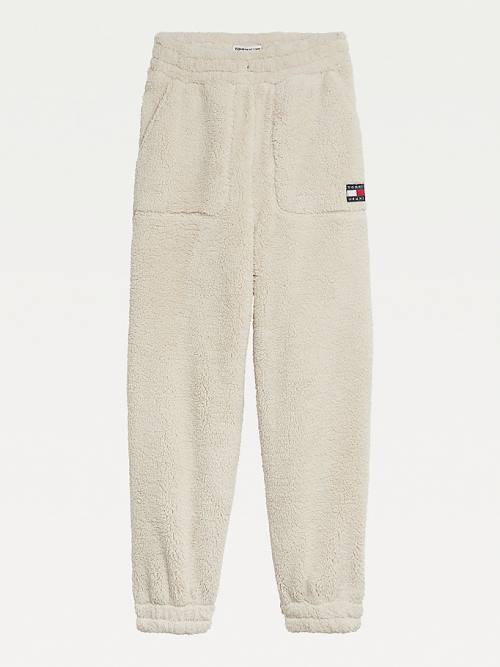 Tommy Hilfiger Tommy Badge Relaxed Fit Fleece Joggers Broek Dames Beige | TH965IQG