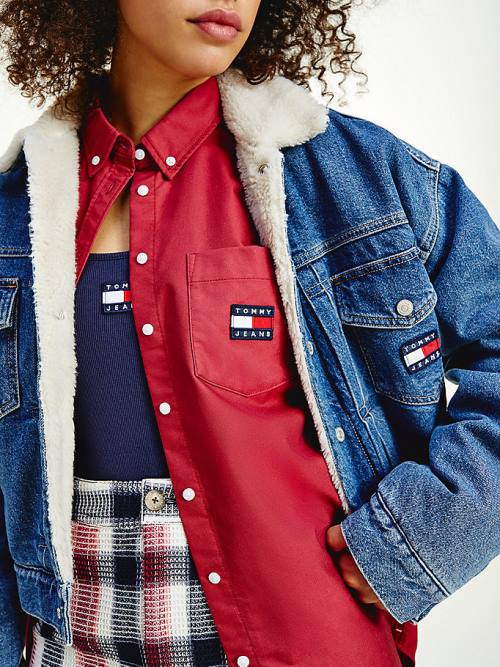 Tommy Hilfiger Tommy Badge Sherpa Denim Jassen Dames Denim | TH786WGY