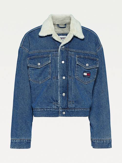 Tommy Hilfiger Tommy Badge Sherpa Denim Jassen Dames Denim | TH786WGY