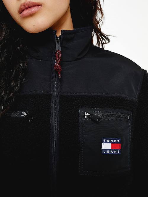 Tommy Hilfiger Tommy Badge Sherpa Pocket Jassen Dames Zwart | TH062LFG