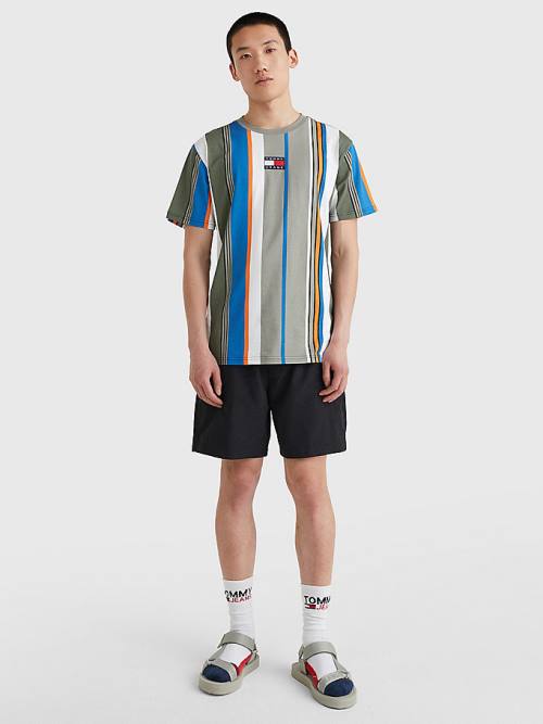 Tommy Hilfiger Tommy Badge Stripe T-shirts Heren Grijs | TH703DHM