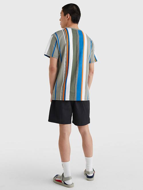 Tommy Hilfiger Tommy Badge Stripe T-shirts Heren Grijs | TH703DHM