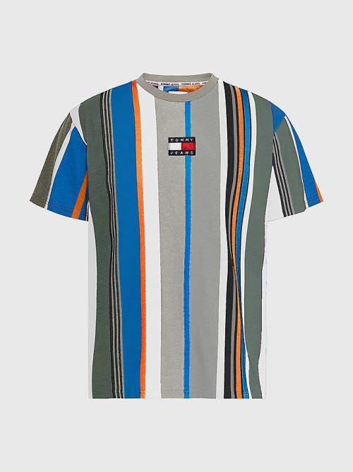 Tommy Hilfiger Tommy Badge Stripe T-shirts Heren Grijs | TH703DHM