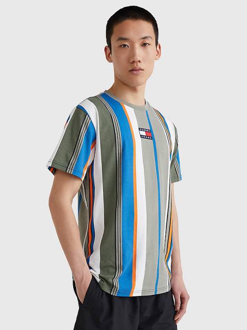 Tommy Hilfiger Tommy Badge Stripe T-shirts Heren Grijs | TH703DHM