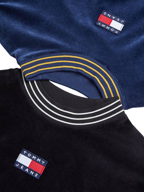 Tommy Hilfiger Tommy Badge Velour Relaxed Fit T-shirts Heren Blauw | TH609RXV