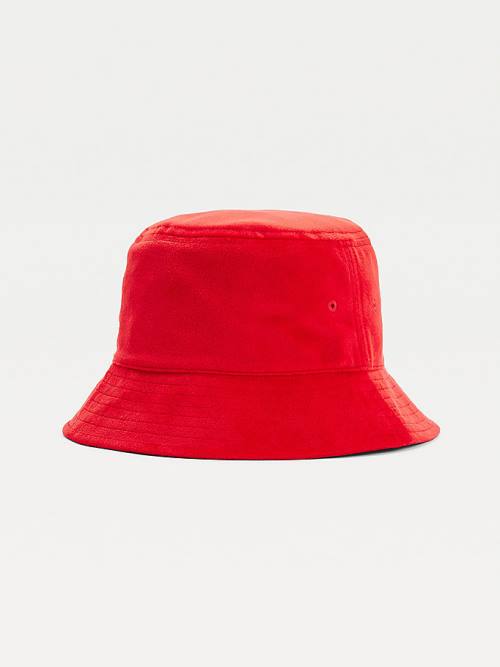 Tommy Hilfiger Tommy Badge Velvet Bucket Hoeden Dames Rood | TH389FDK