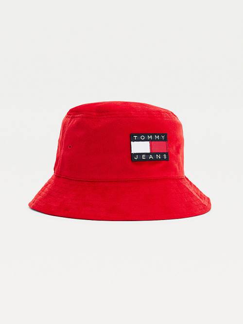 Tommy Hilfiger Tommy Badge Velvet Bucket Hoeden Dames Rood | TH389FDK