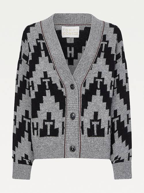 Tommy Hilfiger Tommy Icons Fair Isle Cardigan Truien Dames Grijs | TH574BPY