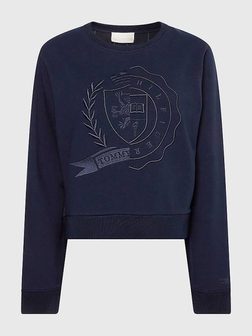 Tommy Hilfiger Tommy Icons Logo Embroidery Sweatshirts Dames Blauw | TH041CTV