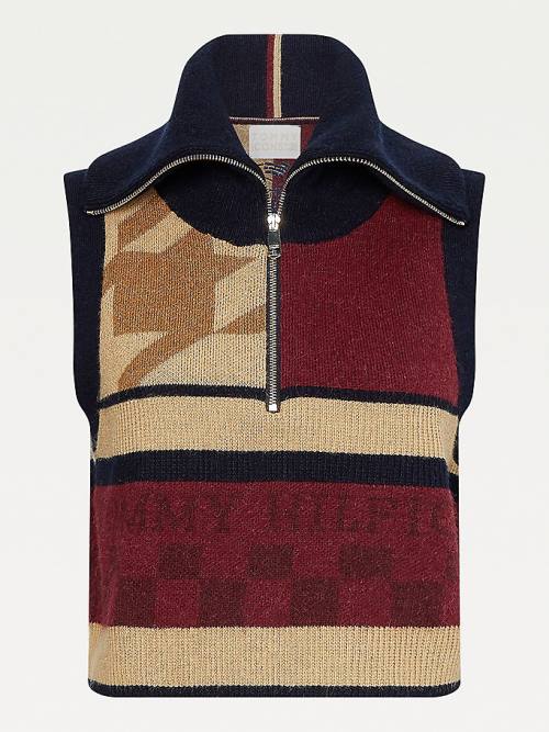 Tommy Hilfiger Tommy Icons Patchwork Vest Truien Dames Beige | TH192GSL