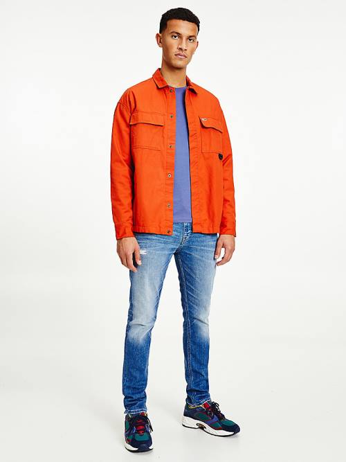 Tommy Hilfiger Tommy Jeans Tech Organic Katoenen Twill Overshirt Overhemd Heren Rood | TH152TNM