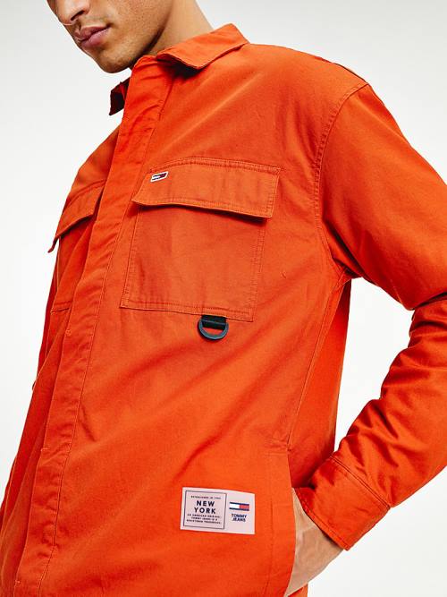 Tommy Hilfiger Tommy Jeans Tech Organic Katoenen Twill Overshirt Overhemd Heren Rood | TH152TNM