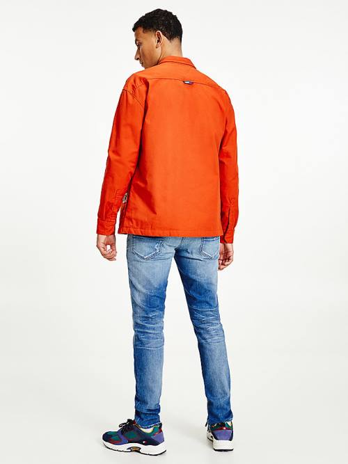 Tommy Hilfiger Tommy Jeans Tech Organic Katoenen Twill Overshirt Overhemd Heren Rood | TH152TNM