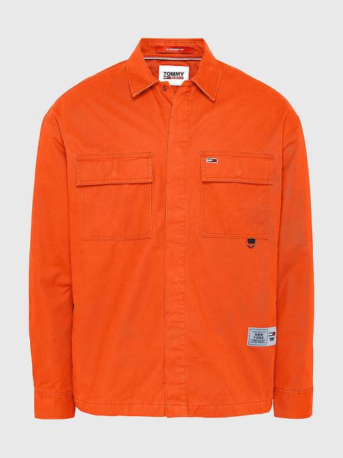 Tommy Hilfiger Tommy Jeans Tech Organic Katoenen Twill Overshirt Overhemd Heren Rood | TH152TNM