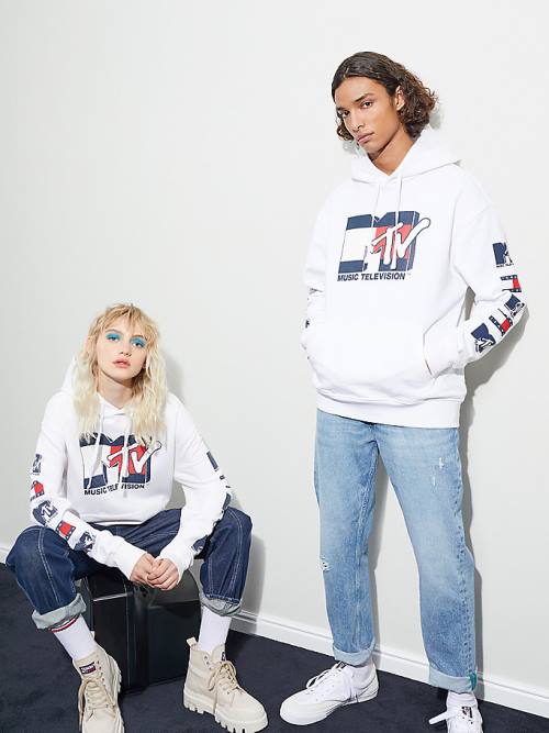 Tommy Hilfiger Tommy Jeans X MTV Hoodie Heren Wit | TH347FBL