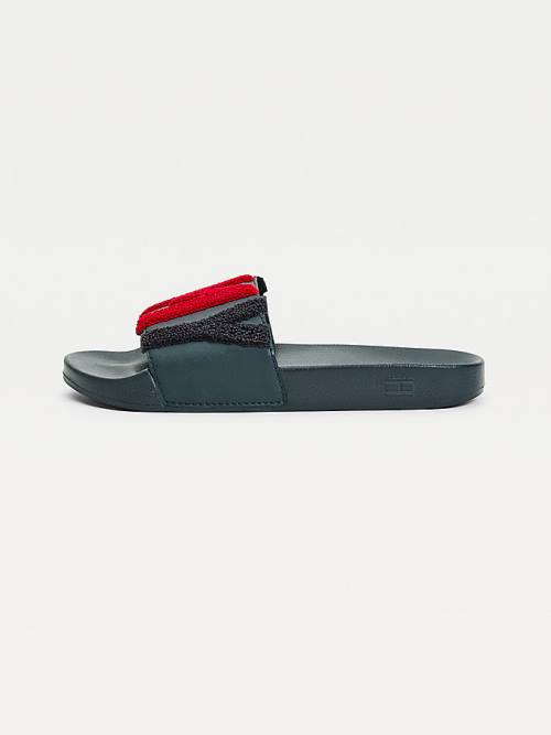 Tommy Hilfiger Tommy Lettering Pool Slides Sandalen Dames Blauw | TH390CAR