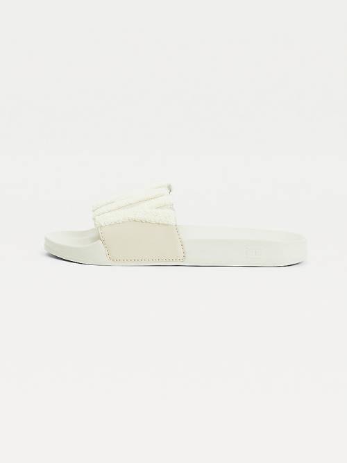 Tommy Hilfiger Tommy Lettering Pool Slides Sandalen Dames Beige | TH815QGK