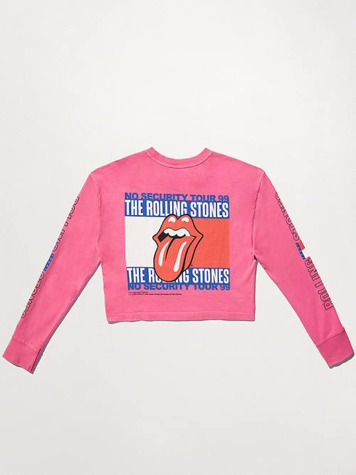 Tommy Hilfiger Tommy Revisited Long Sleeve Rolling Stones Cropped T-shirts Dames Roze | TH579TNG