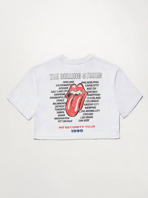 Tommy Hilfiger Tommy Revisited Rolling Stones Cropped T-shirts Dames Wit | TH814PIH