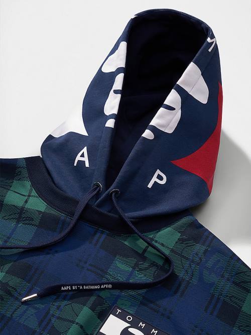 Tommy Hilfiger Tommy X AAPE Plaid Hoodie Heren Blauw | TH347FES