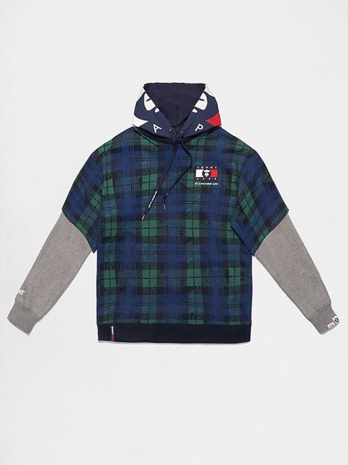 Tommy Hilfiger Tommy X AAPE Plaid Hoodie Heren Blauw | TH347FES