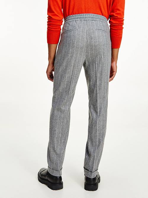 Tommy Hilfiger Tommy x Lardini Wool Blend Slim Fit Pinstripe Broek Heren Grijs | TH617PKR