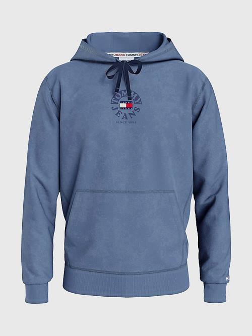 Tommy Hilfiger Tonal Circle Logo Fleece Hoodie Heren Blauw | TH860FJN