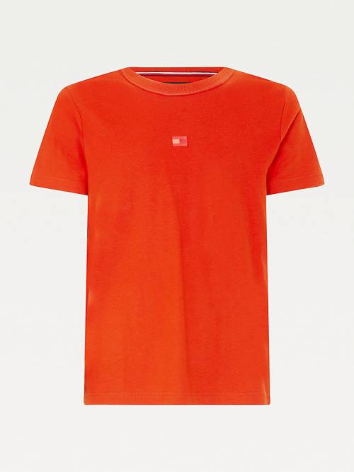 Tommy Hilfiger Tonal Flag Embroidery T-shirts Heren Oranje | TH945RJV