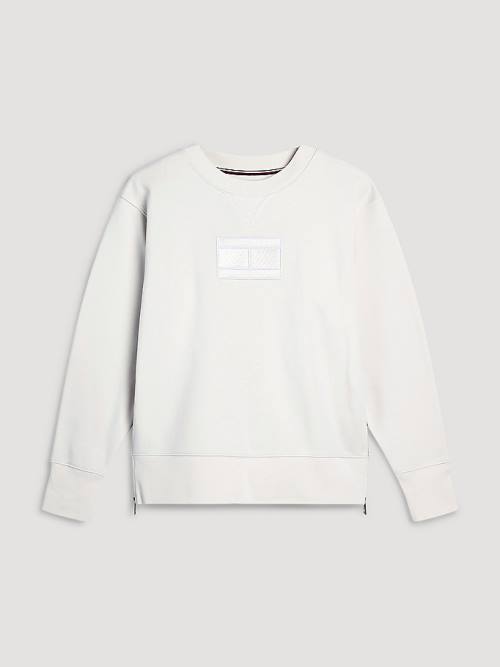 Tommy Hilfiger Tonal Flag Fleece Sweatshirts Dames Beige | TH408QUT