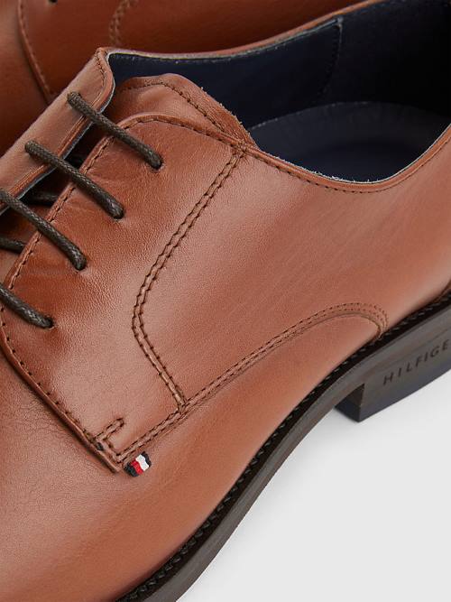 Tommy Hilfiger Tonal Flag Leren Derby Formele Schoenen Heren Bruin | TH653PGS