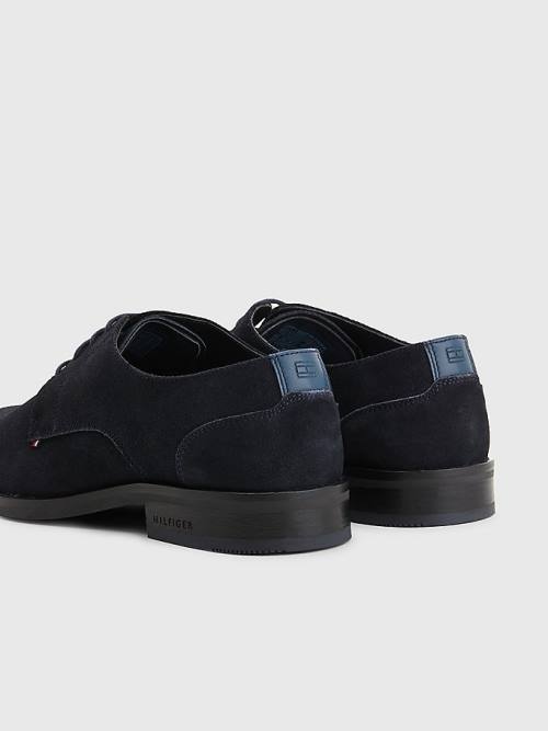 Tommy Hilfiger Tonal Flag Suede Derby Formele Schoenen Heren Blauw | TH418VIX