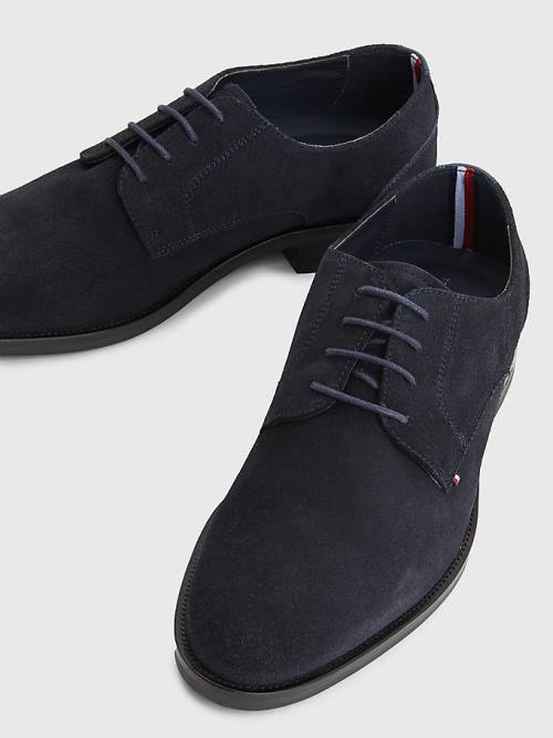 Tommy Hilfiger Tonal Flag Suede Derby Formele Schoenen Heren Blauw | TH418VIX