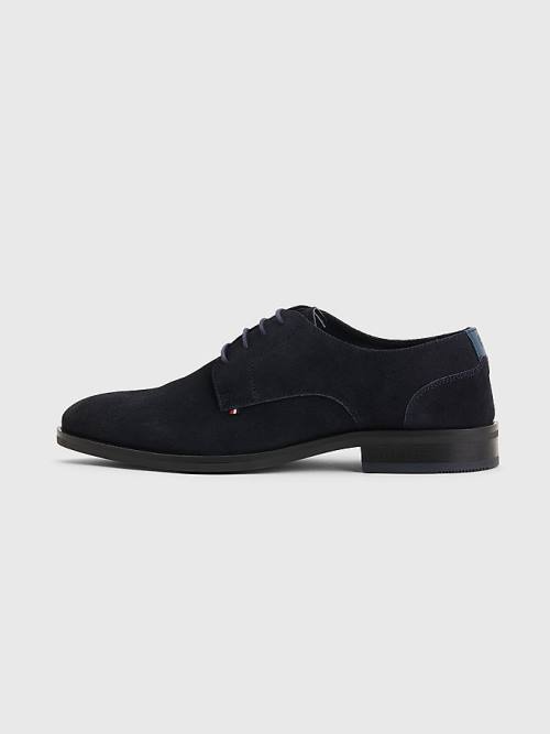 Tommy Hilfiger Tonal Flag Suede Derby Formele Schoenen Heren Blauw | TH418VIX