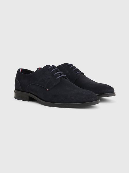 Tommy Hilfiger Tonal Flag Suede Derby Formele Schoenen Heren Blauw | TH418VIX