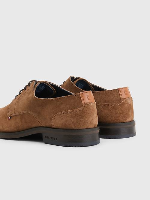 Tommy Hilfiger Tonal Flag Suede Derby Formele Schoenen Heren Bruin | TH871GZR