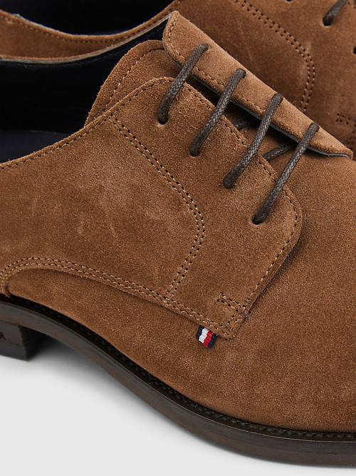 Tommy Hilfiger Tonal Flag Suede Derby Formele Schoenen Heren Bruin | TH871GZR